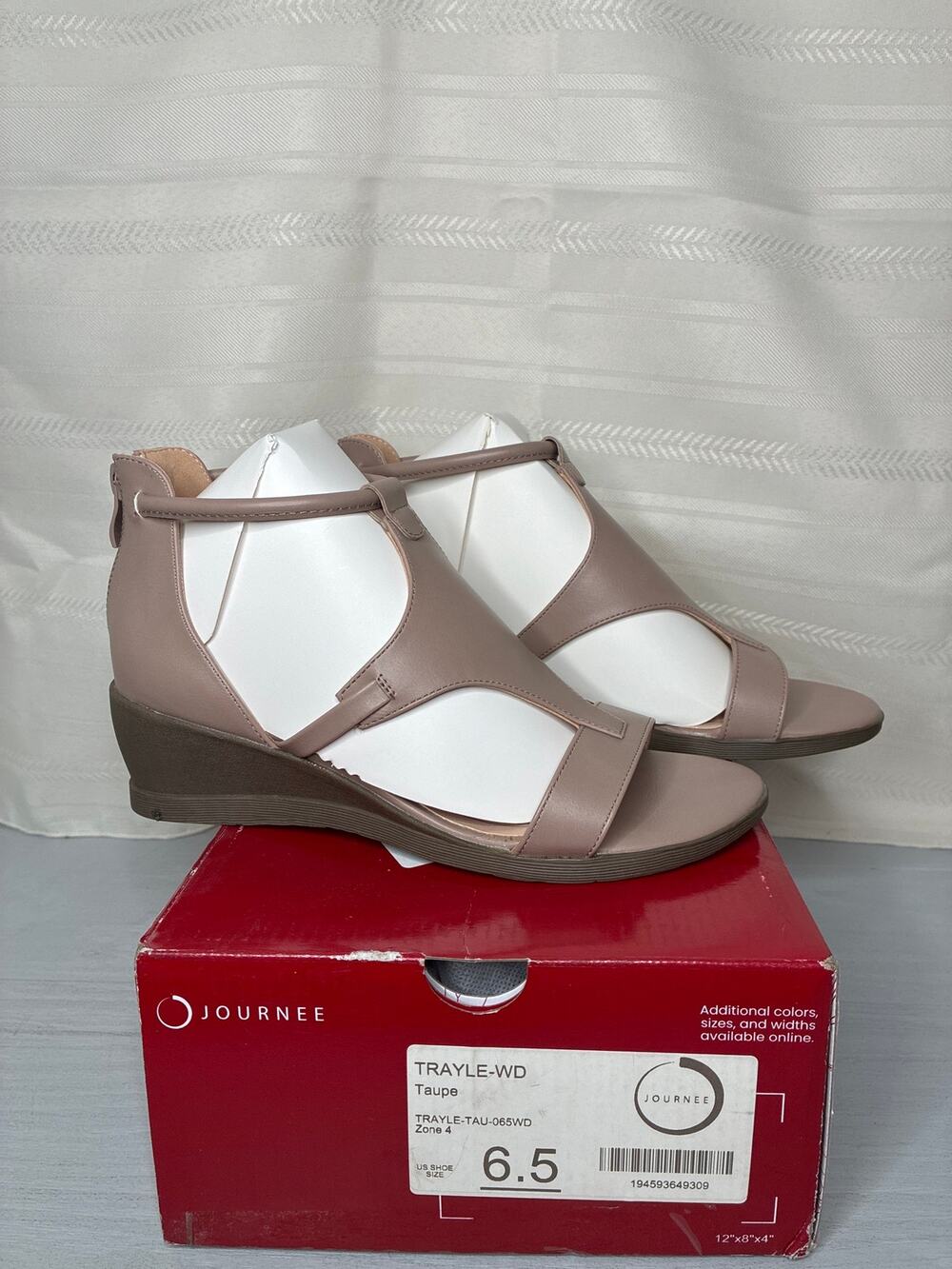 Journee Collection Trayle Caged Wedge Sandals Taupe Womens Size 6.5